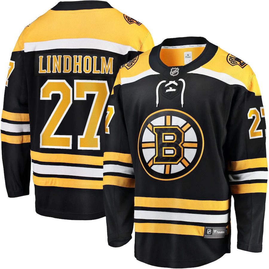 Men Boston Bruins #27 Hampus Lindholm Fanatics Branded Black Home Breakaway Player NHL Jersey
